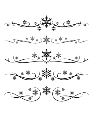 Elegant Snowflake Divider Silhouette Clip Art