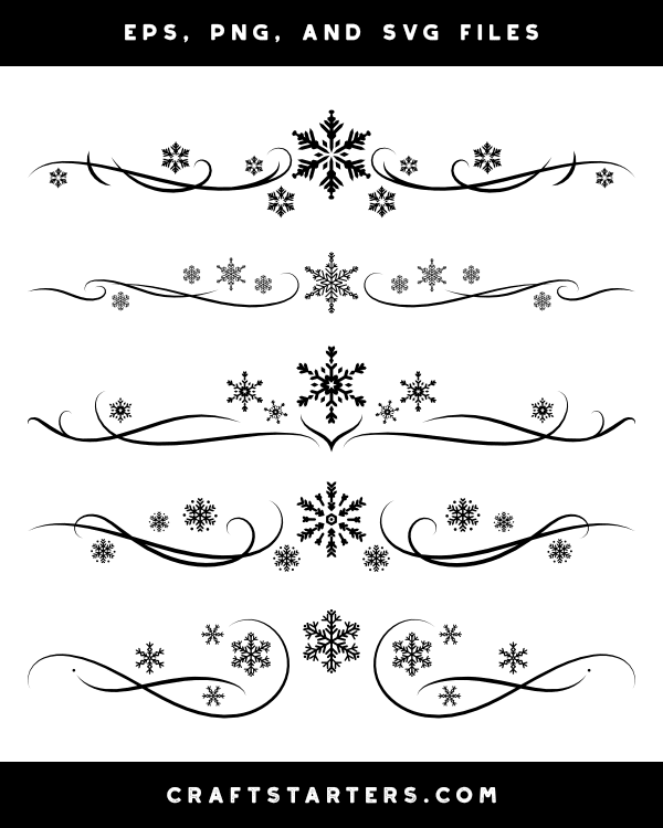 Elegant Snowflake Divider Silhouette Clip Art