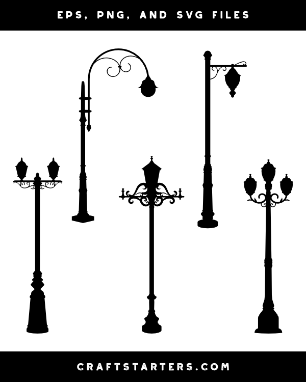 Elegant Street Lamp Silhouette Clip Art