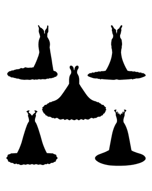 Elegant Wedding Dress Silhouette Clip Art