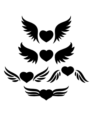 Elegant Winged Heart Silhouette Clip Art