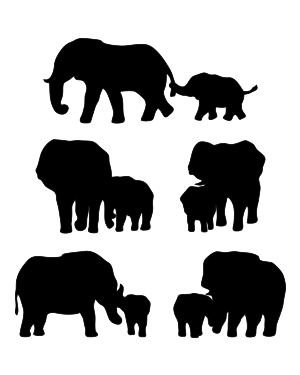 Elephant And Baby Silhouette Clip Art
