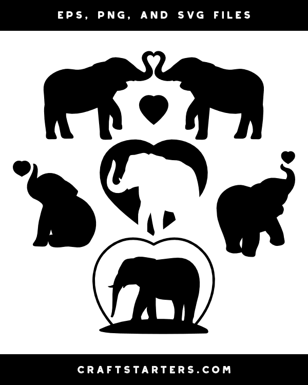 Elephant Heart Silhouette Clip Art