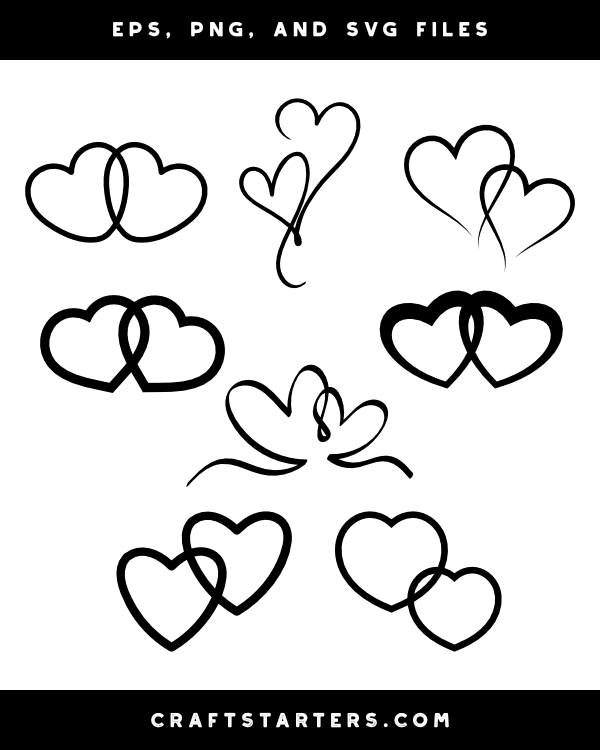 Entwined Hearts Silhouette Clip Art