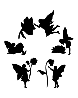 Fairy And Flower Silhouette Clip Art