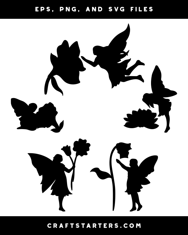 Fairy And Flower Silhouette Clip Art