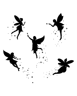 Fairy and Stardust Silhouette Clip Art