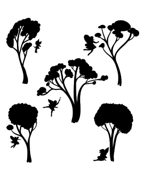 Fairy And Tree Silhouette Clip Art