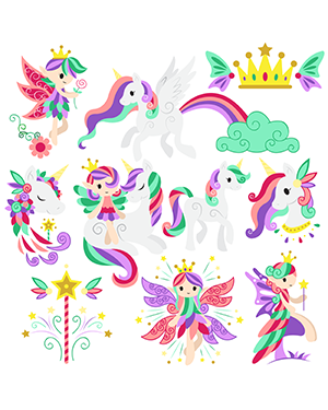 Fairy And Unicorn Digital Stamps