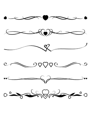 Fancy Heart Divider Silhouette Clip Art