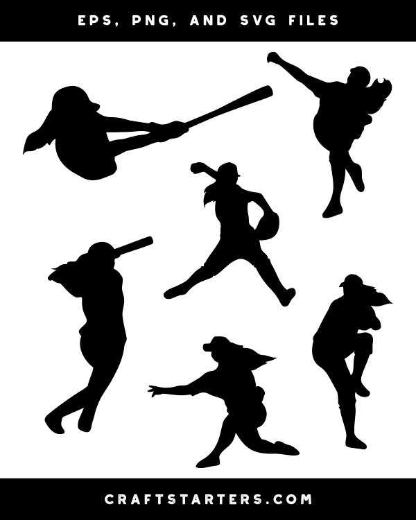 Female Baseball Player Silhouette Clip Art