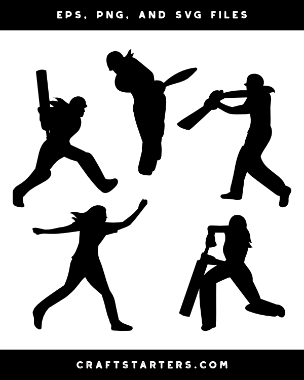 Female Cricket Player Silhouette Clip Art