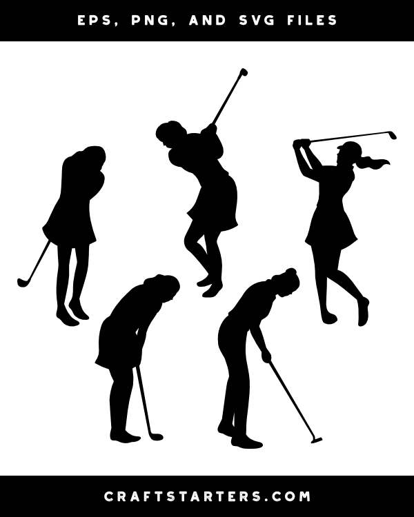Female Golfer Silhouette Clip Art