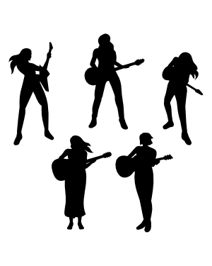 Female Guitar Player Silhouette Clip Art
