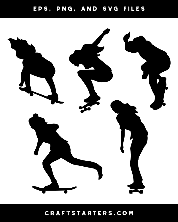 Female Skateboarder Silhouette Clip Art