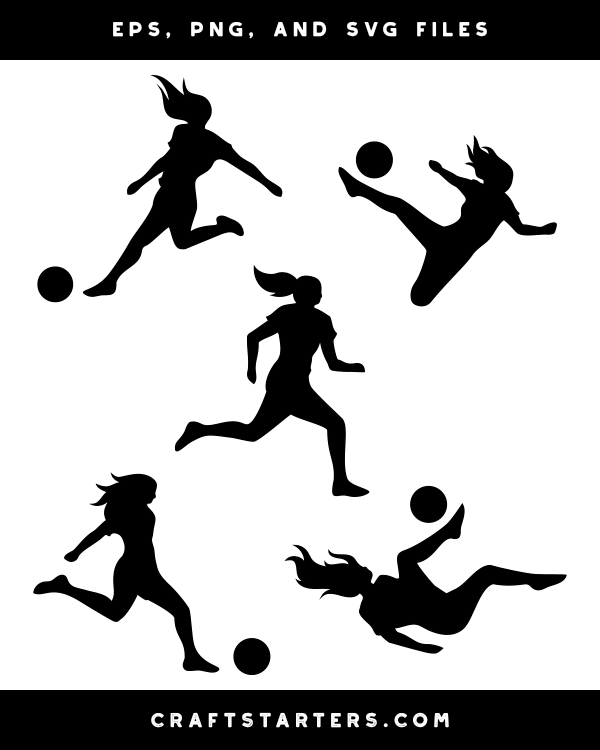 female soccer players silhouette