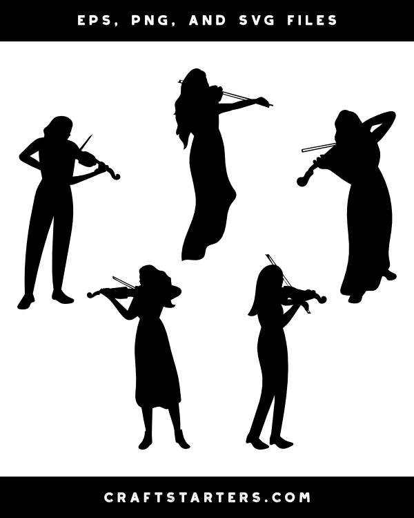 Female Violinist Silhouette Clip Art