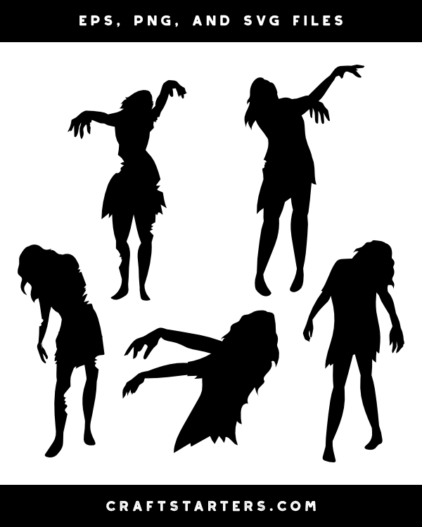 Female Zombie Silhouette Clip Art