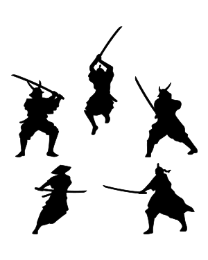 Fighting Samurai Silhouette Clip Art