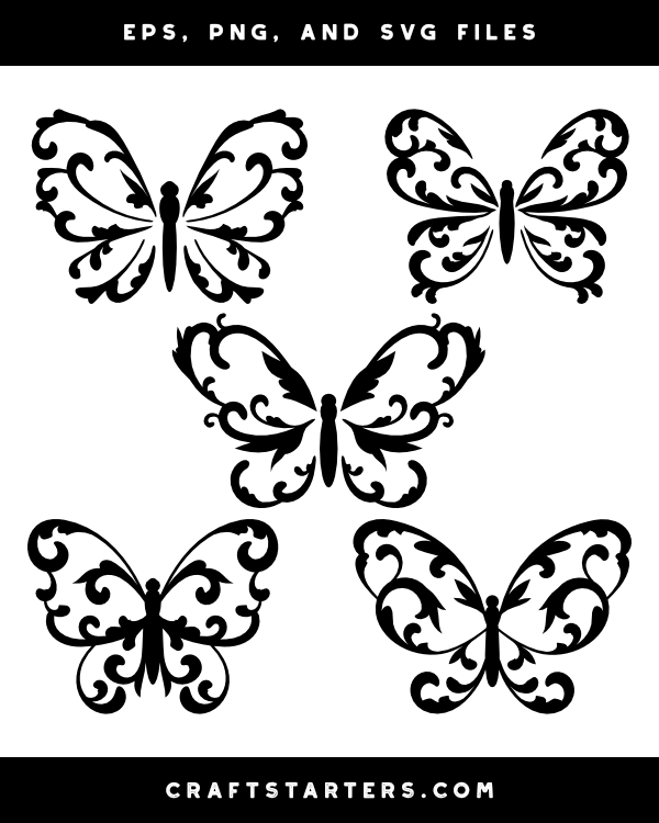 Filigree Butterfly Silhouette Clip Art