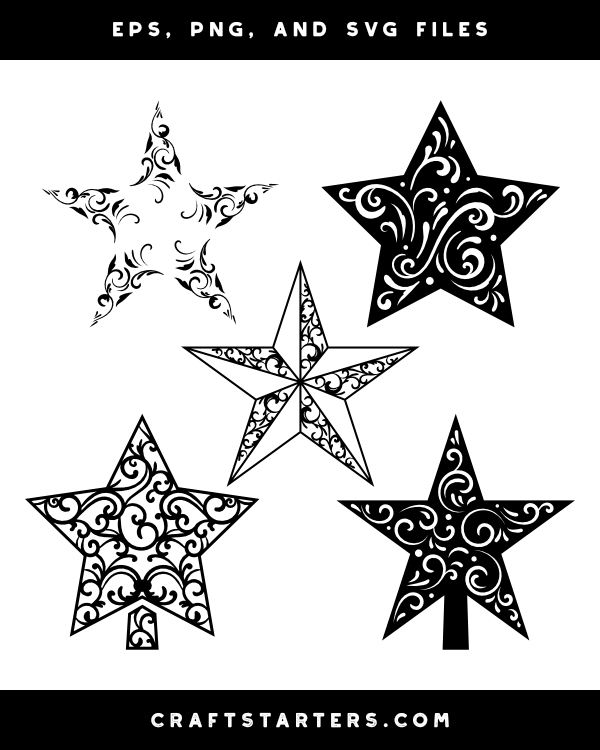 Filigree Christmas Star Silhouette Clip Art