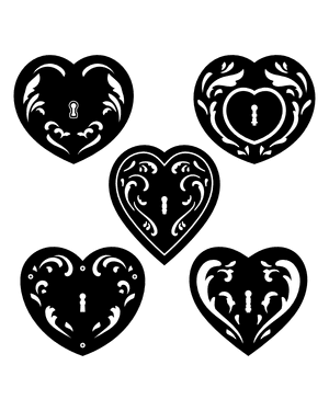 Filigree Heart Lock Silhouette Clip Art