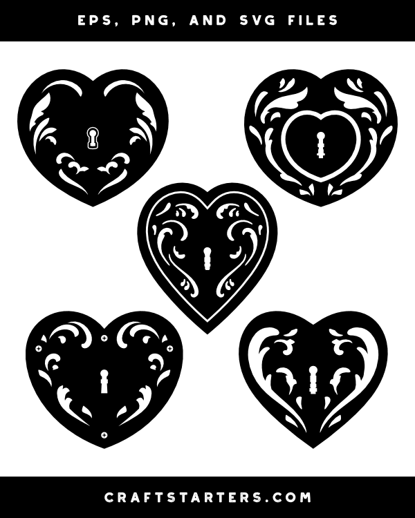 Filigree Heart Lock Silhouette Clip Art