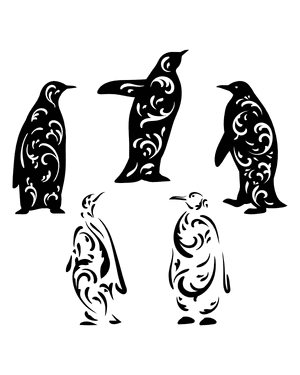 Filigree Penguin Silhouette Clip Art