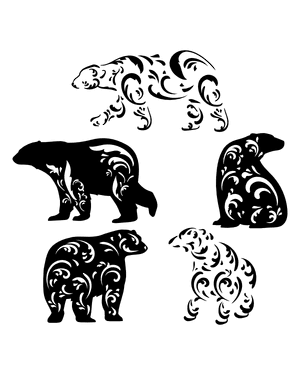 Filigree Polar Bear Silhouette Clip Art