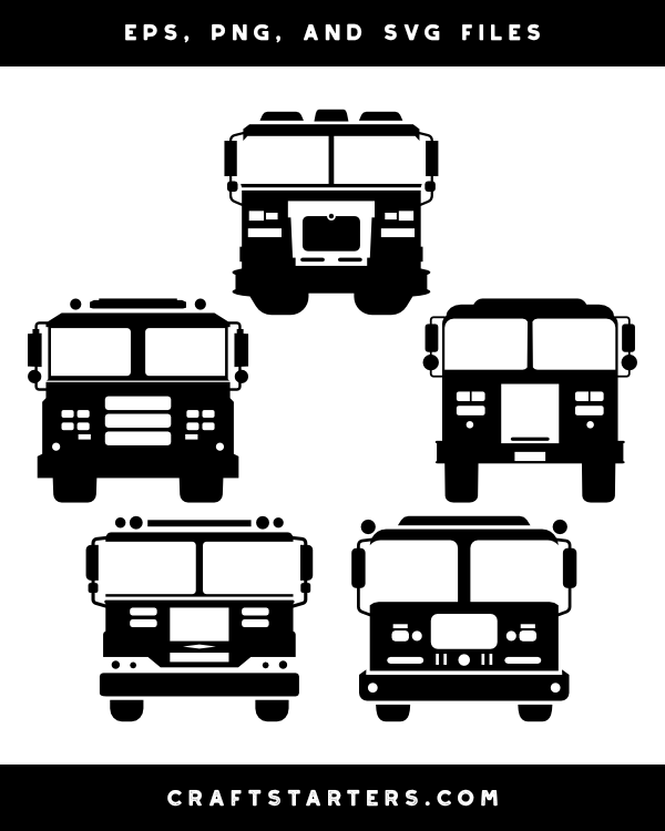 Fire Truck Front View Silhouette Clip Art