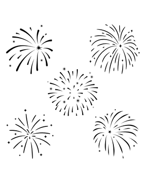 Fireworks and Stars Silhouette Clip Art