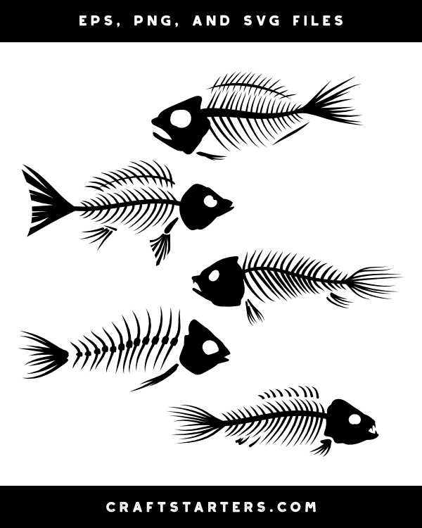 Fish Skeleton Silhouette Clip Art