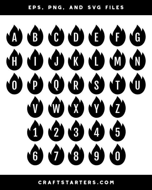Flame Letter and Number Silhouette Clip Art