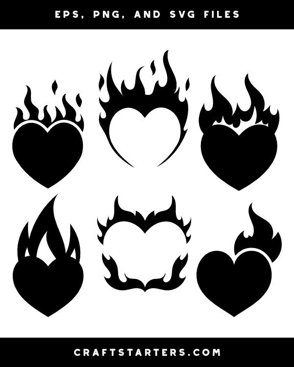 Flaming Heart Silhouette Clip Art