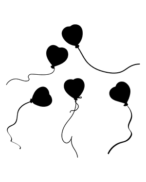 Floating Heart Balloon Silhouette Clip Art