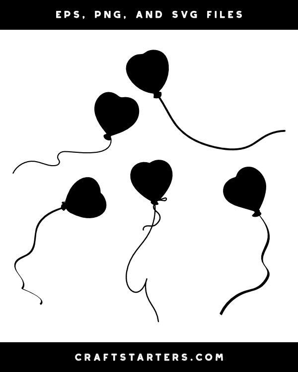 Floating Heart Balloon Silhouette Clip Art