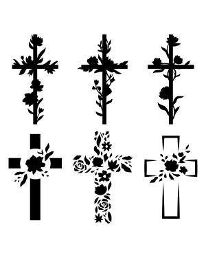 Floral Cross Silhouette Clip Art