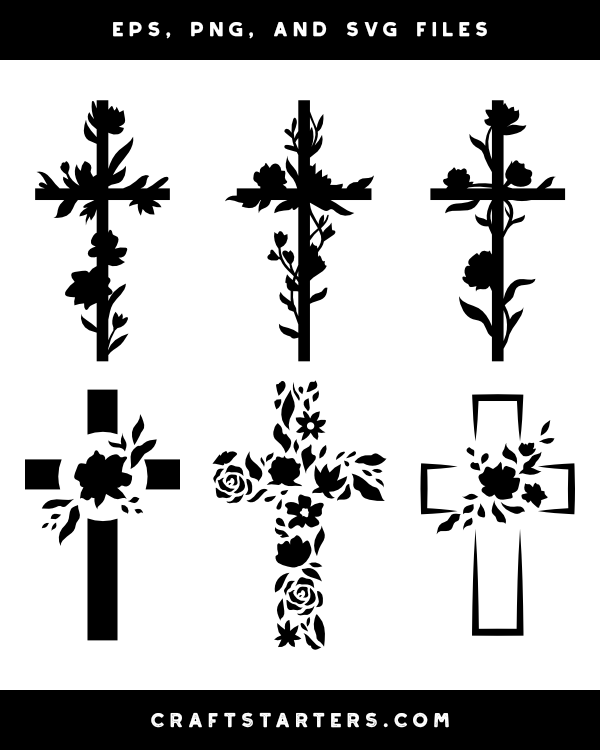 Download Floral Cross Silhouette Clip Art