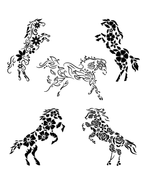 Floral Horse Silhouette Clip Art