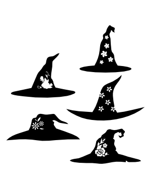 Floral Witch Hat Silhouette Clip Art