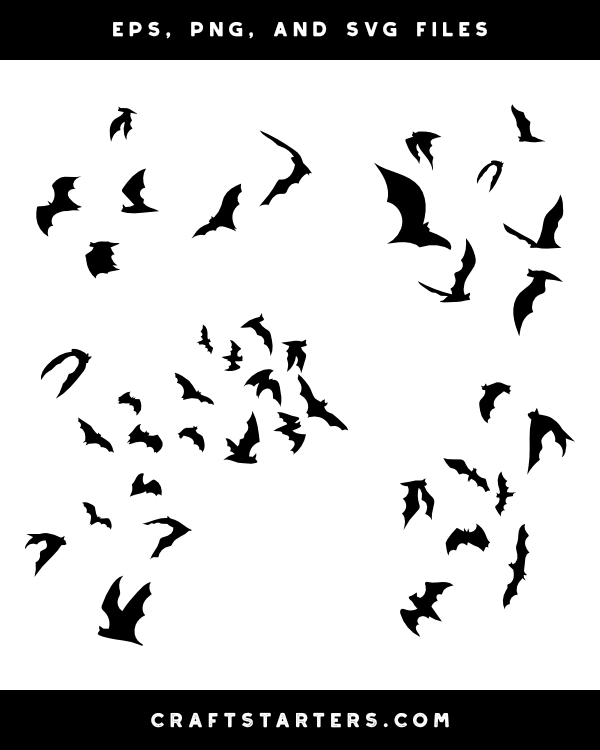 Flying Bats Silhouette Clip Art