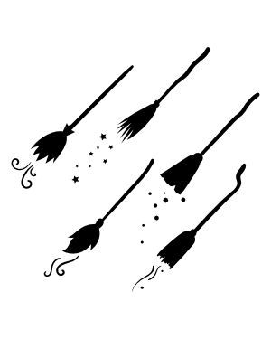 Flying Broom Silhouette Clip Art