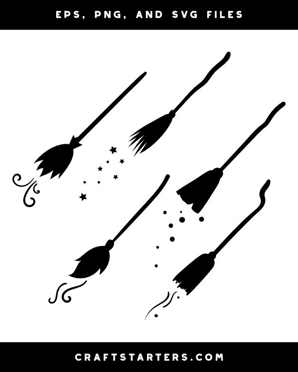 Flying Broom Silhouette Clip Art