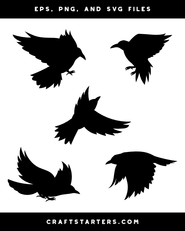 flying crows silhouette