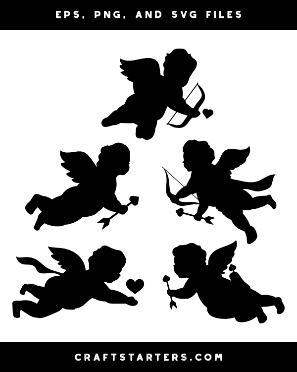 Flying Cupid Silhouette Clip Art