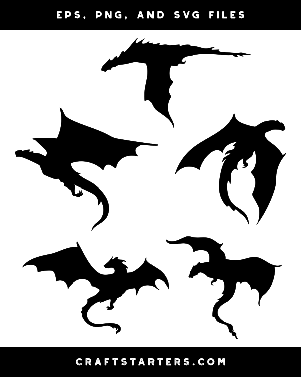 Flying Dragon Silhouette Clip Art