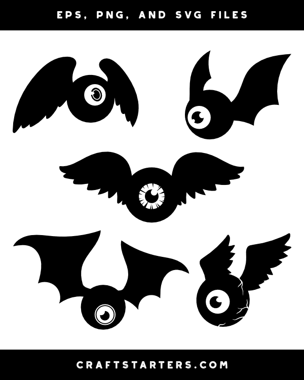 Flying Eyeball Silhouette Clip Art