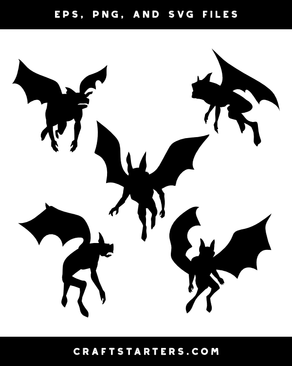 Flying Gargoyle Silhouette Clip Art