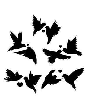 Flying Love Birds Silhouette Clip Art
