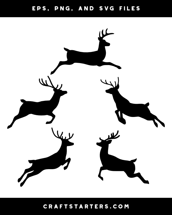 Flying Reindeer Silhouette Clip Art